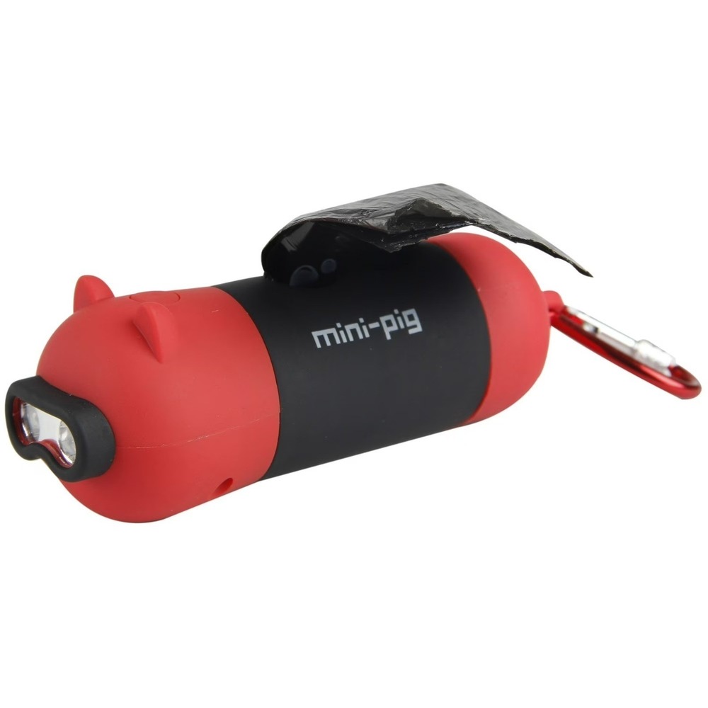 Mini-Pig Dog Waste Bag Dispenser with LED Flashlight